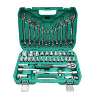 Set di chiavi a bussola combinate da 8-32 mm e set di chiavi fisse da 8-19 mm, 1/2 cricchetto trainer 44 pezzi Breckner Germany