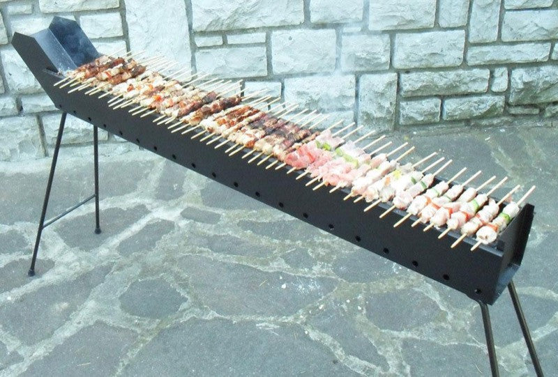 BARBECUE A CARBONELLA PER ARROSTICINI SAGRE SAGRA FESTE IN FERRO BATTUTO CM 100