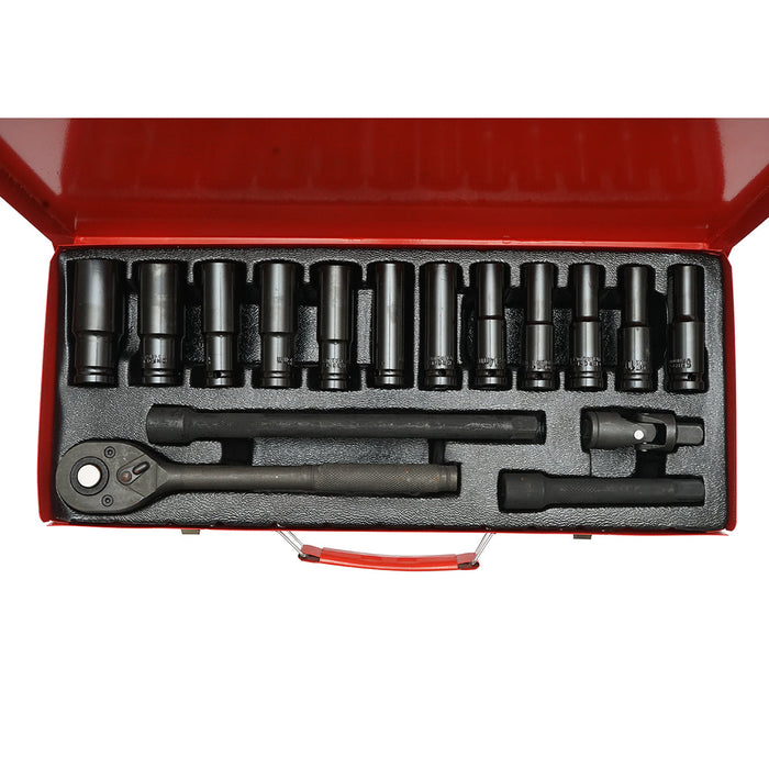 Set di chiavi a bussola lunghe 8-24 mm, 1/2 cacciavite a cricchetto 16 pezzi Breckner Germany