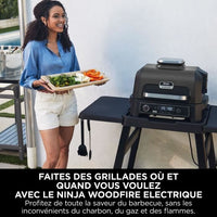 Barbecue elettrico e affumicatore con termometro - NINJA - Woodfire Pro XL - OG850EU - Barbecue da esterno e friggitrice ad aria