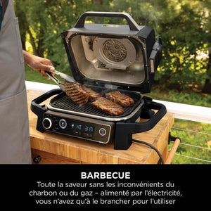 Barbecue elettrico e affumicatore NINJA - Woodfire - OG701EU - Grill, affumicatore e friggitrice ad aria - Antiaderente - Grigio e nero