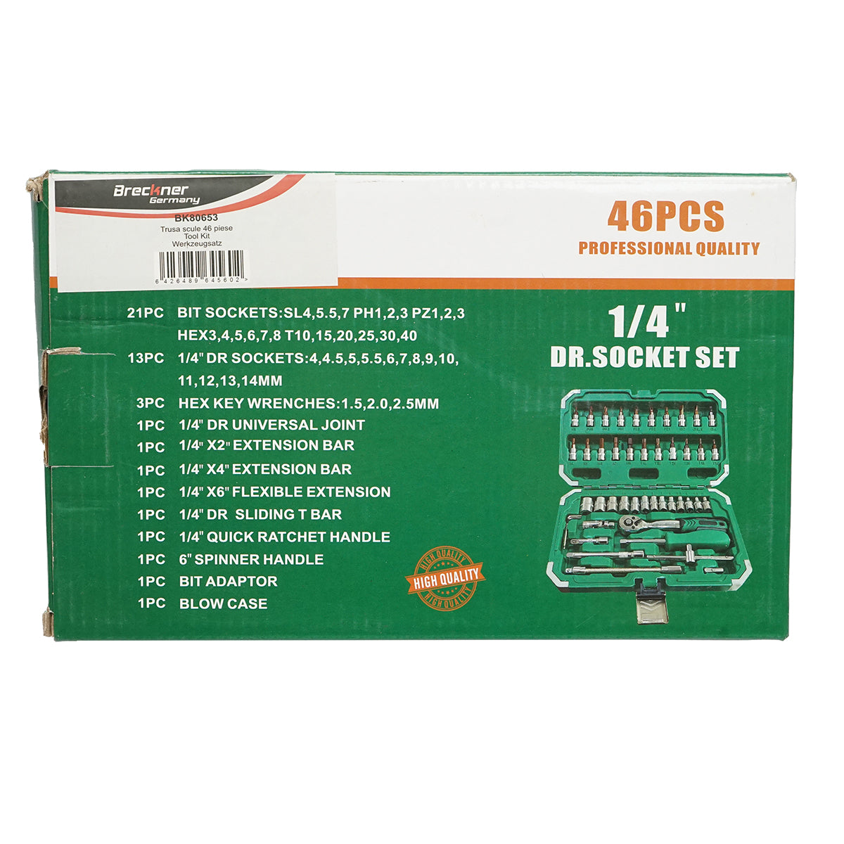 Set di chiavi a bussola, torx, esagonali con cricchetto 46 pezzi Breckner Germany