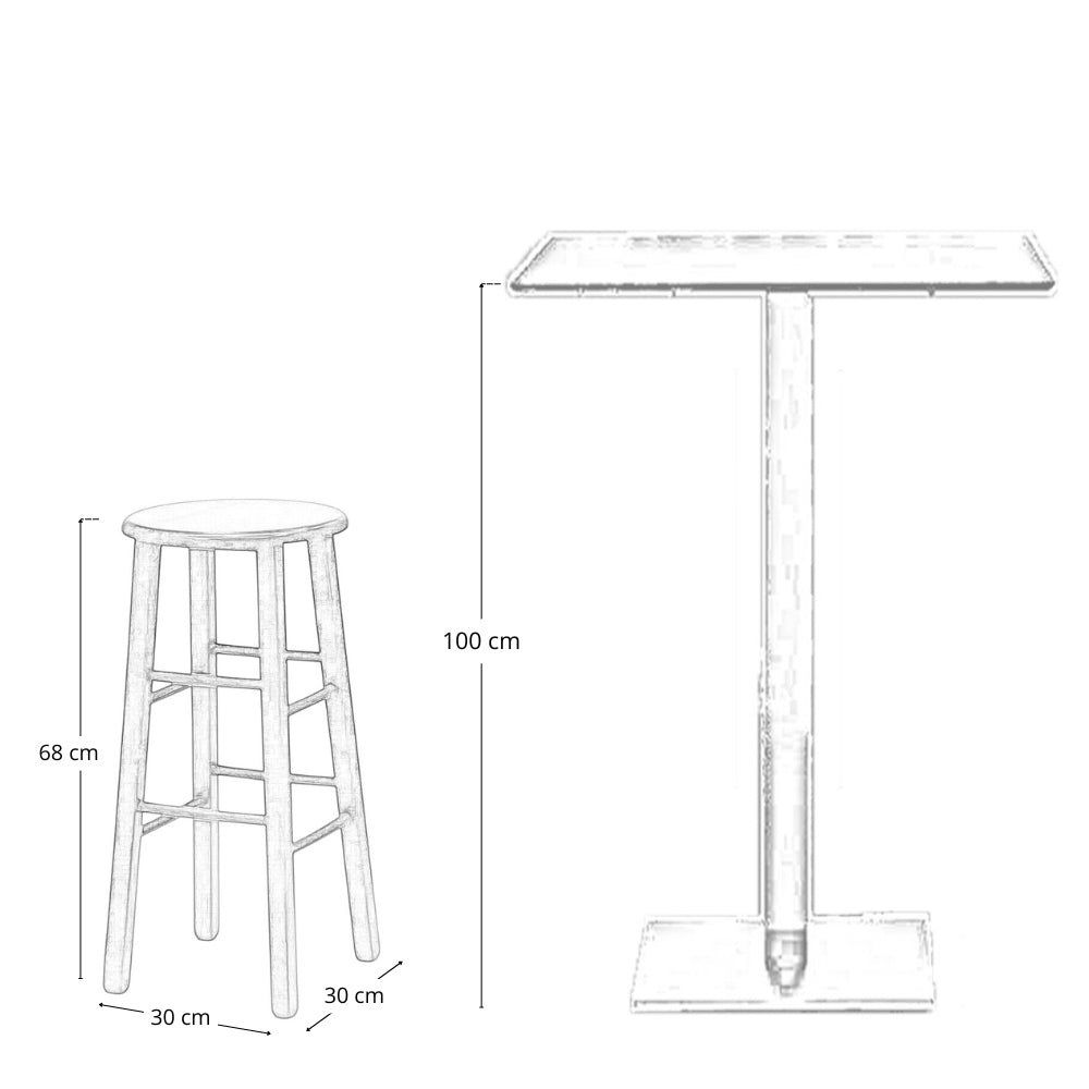 Sgabello da bar h 68 cm in legno noce scuro con seduta rotonda e gambe dritte