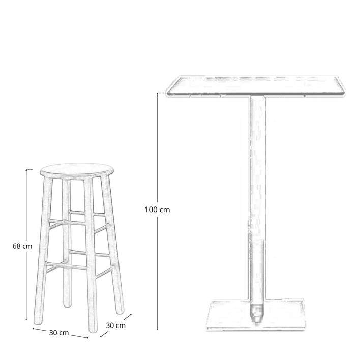 Sgabello da bar h 68 cm in legno noce scuro con seduta rotonda e gambe dritte