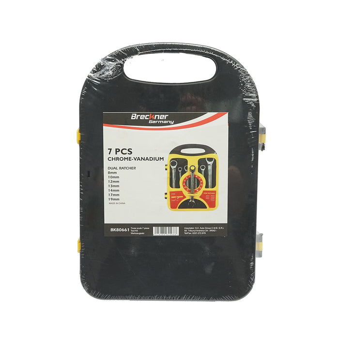 Set di chiavi combinate fisse e inelari con cricchetto 8-19mm, 7 pezzi, Breckner Germany