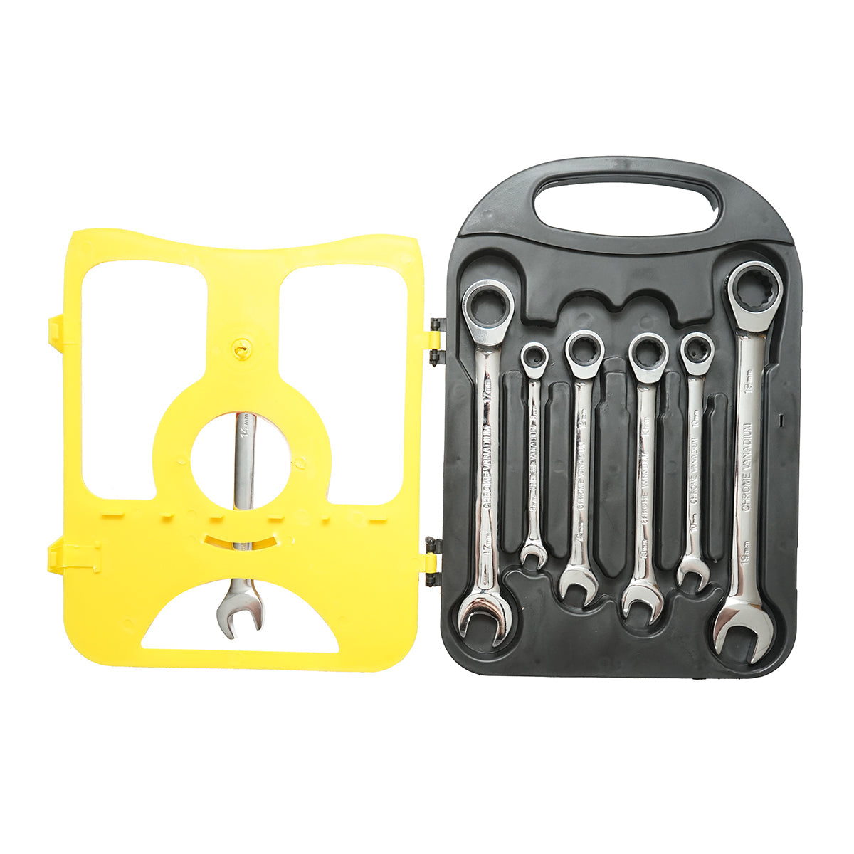 Set di chiavi combinate fisse e inelari con cricchetto 8-19mm, 7 pezzi, Breckner Germany