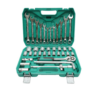 Set di chiavi tubolari 8-32mm e chiavi fisse combinate 8-19mm, con cricchetto, 38 pezzi, Breckner Germany