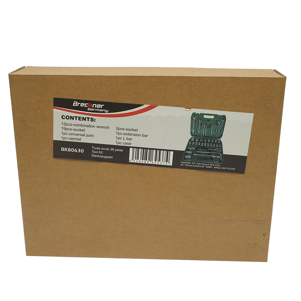 Set di chiavi tubolari 8-32mm e chiavi fisse combinate 8-19mm, con cricchetto, 38 pezzi, Breckner Germany