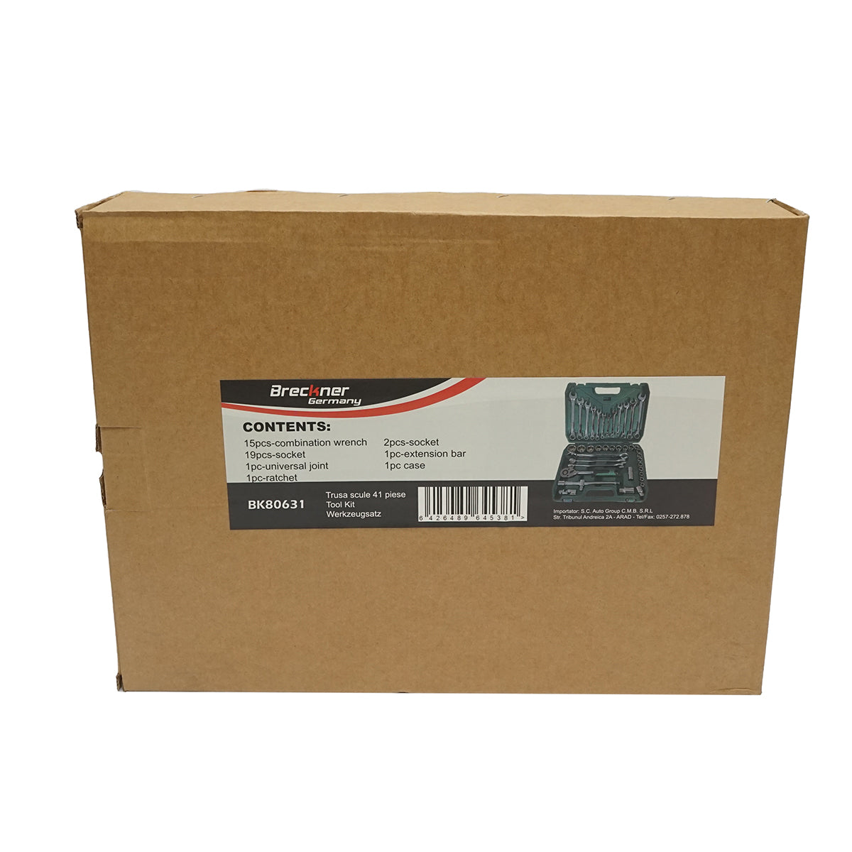 Set di chiavi tubolari 8-32mm e chiavi fisse combinate 8-24mm, con cricchetto e 41 pezzi, Breckner Germany