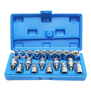 Set di chiavi tubolari E-Torx, profilo bit TX, 19 pezzi, Breckner Germany