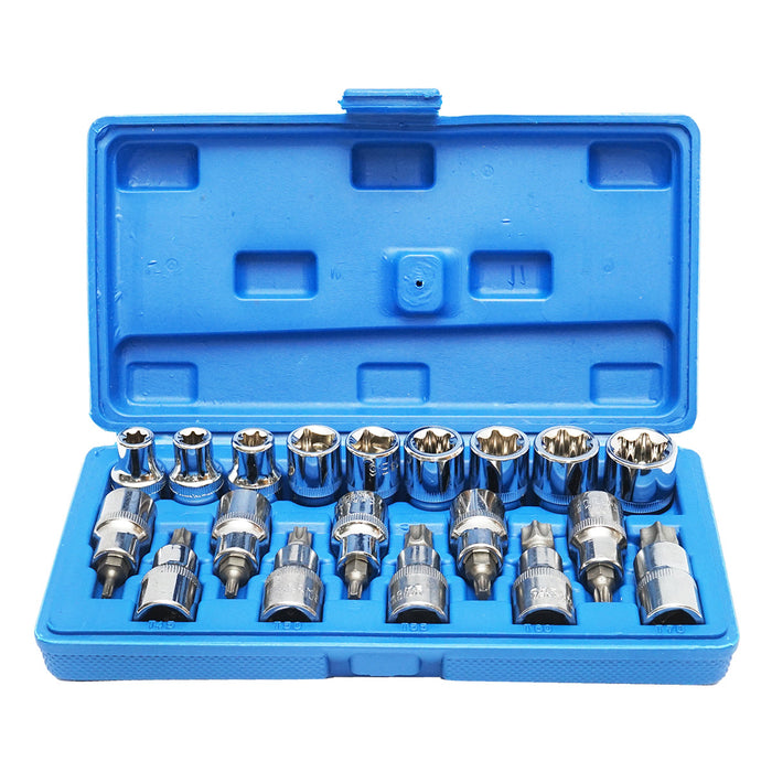 Set di chiavi tubolari E-Torx, profilo bit TX, 19 pezzi, Breckner Germany