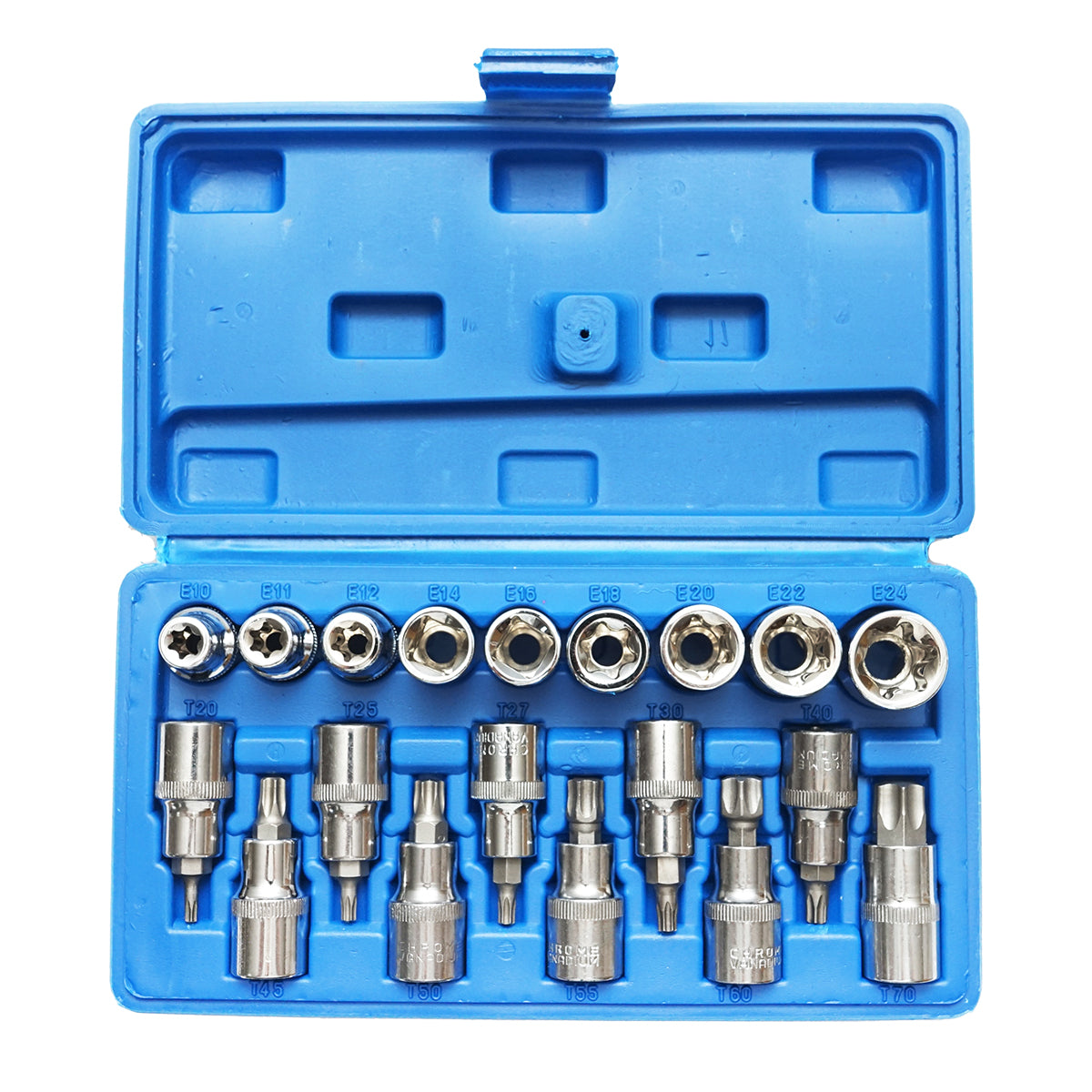 Set di chiavi tubolari E-Torx, profilo bit TX, 19 pezzi, Breckner Germany