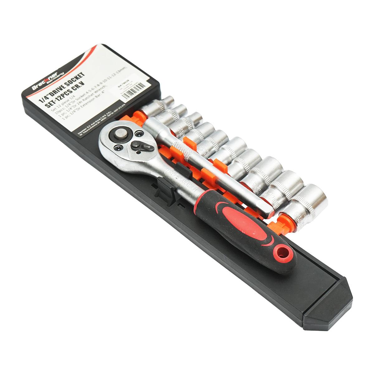 Set di Chiavie a Cricchetto1/4" Chiavi a Bussola Set di chiavi a bussola Cr-V Breckner Germany