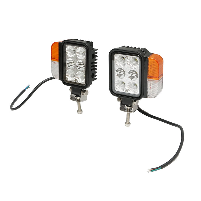 Set di fari universali per trattore, sinistra e destra, con LED 10-80V, temperatura colore 6000K, posizioni LED da 3W e segnalazione LED da 3W, Breckner Germany