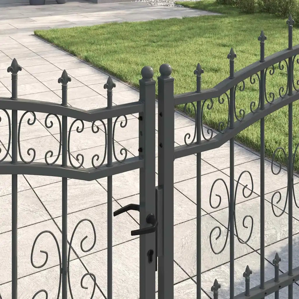 Cancello con Punta a Lancia KAMPEN 305 x 100 cm Acciaio Grigio
