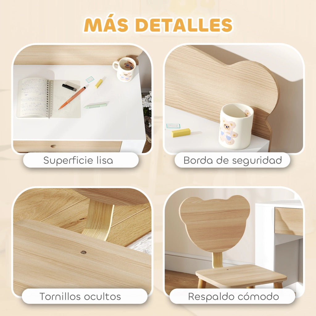 Scrivania per Bambini con Sedia ¨C zephmum ¨C Legno 80x41x74,5 cm