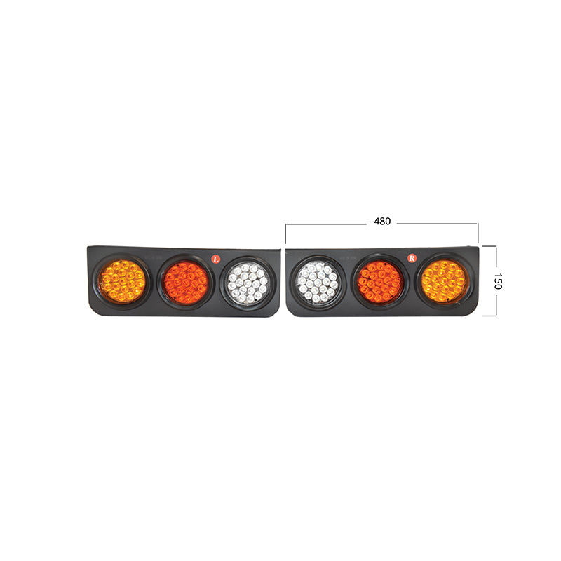 Set di lampade posteriori per camion con LED, 480x150 mm, 12/24V, Breckner Germany