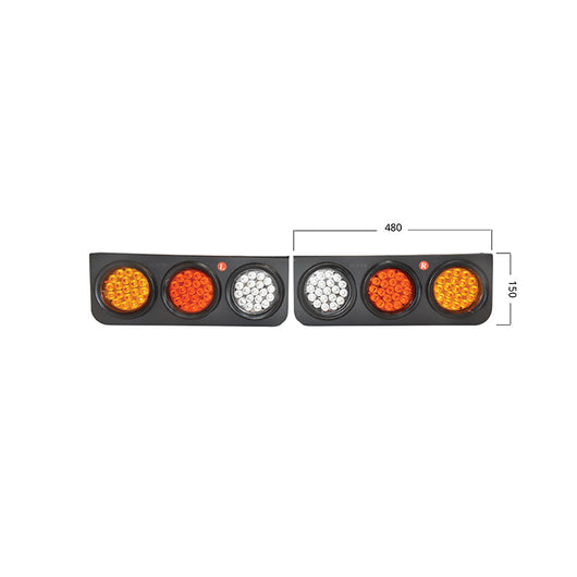 Set di lampade posteriori per camion con LED, 480x150 mm, 12/24V, Breckner Germany
