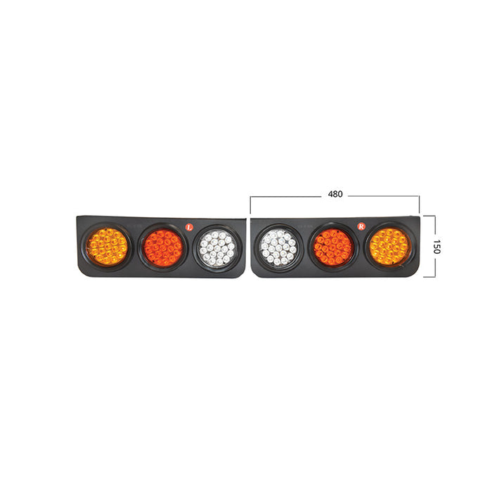 Set di lampade posteriori per camion con LED, 480x150 mm, 12/24V, Breckner Germany
