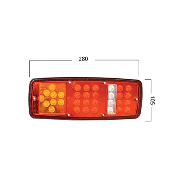 Set di lampade posteriori per camion, LED, 280x105 mm, 24V, Breckner Germany.