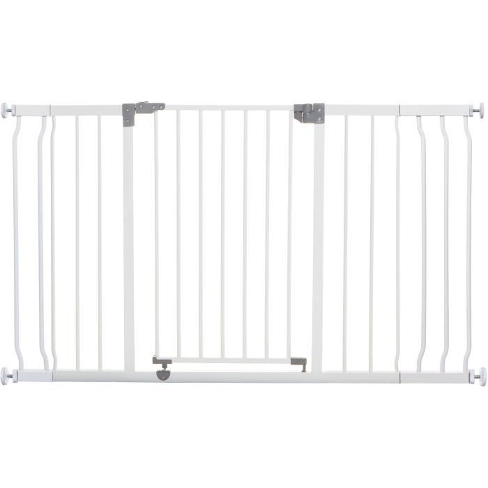 Barriera di sicurezza - DREAMBABY - LIBERTY - 1 barriera + 2 prolunghe - 126-132,5 cm - Bianco