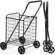 Carrello spesa pieghevole con ruote girevoli a 360° capacità 45 kg-Carrello multiuso portatile Nero