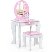 Toeletta per bambini con specchio rimovibile e cassetto portaoggetti 49 x 35,5 x 89 cm stile accogliente MDF bianco 20_0011529