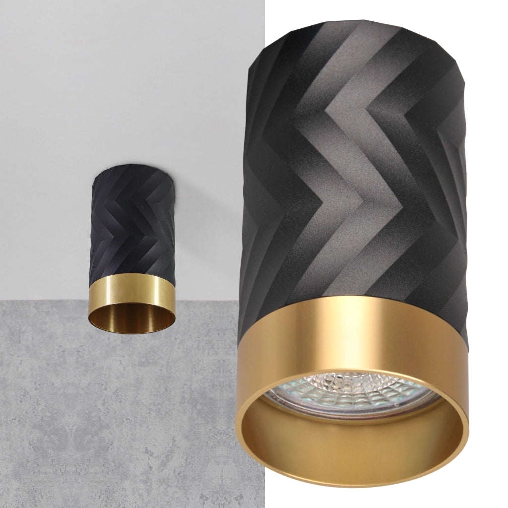 Faretto soffitto nero-oro GU10 1 luce Arras Polux 323521