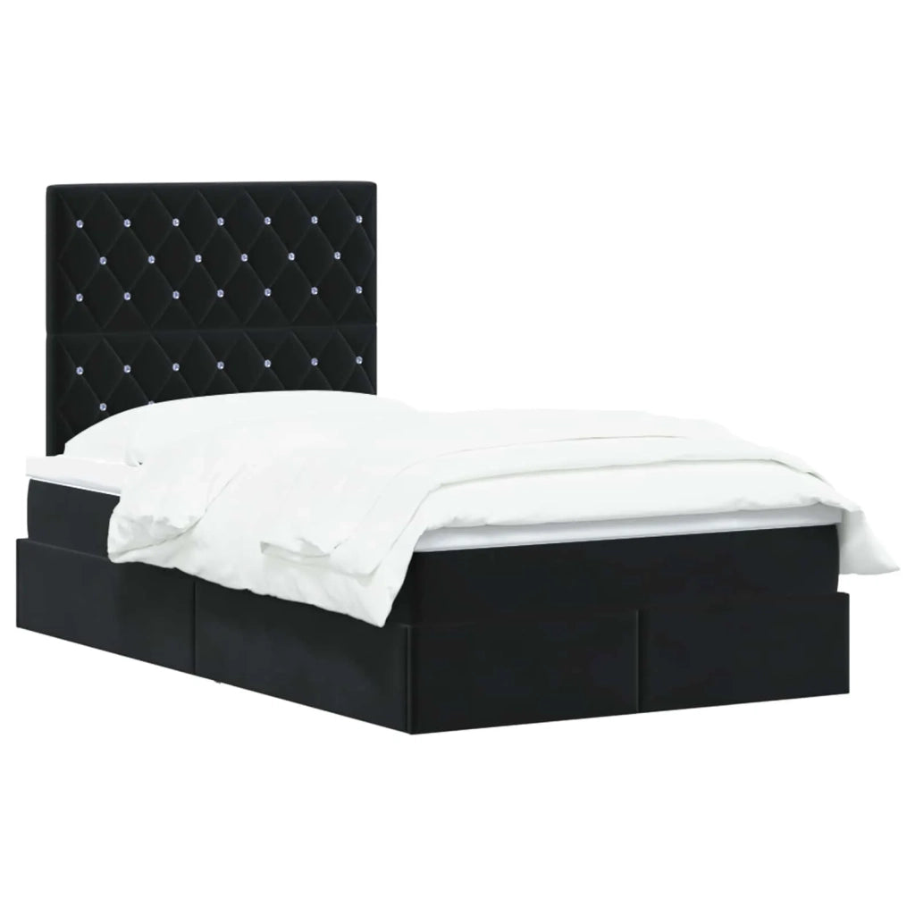 Letto con contenitore LED e materasso Nero 120 x 200 cm Velluto 3460064