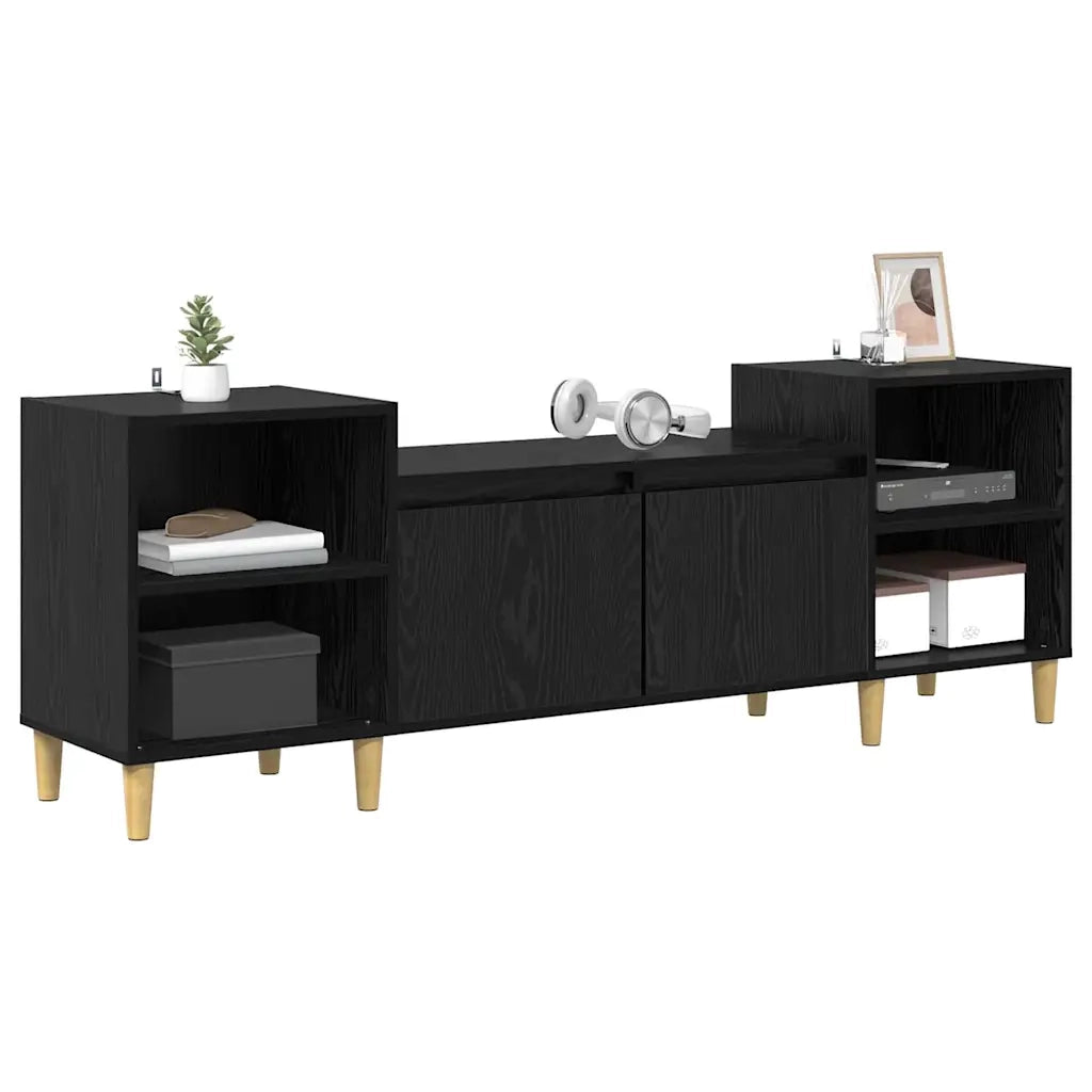 Mobile TV 160 x 35 x 55 cm Rovere Nero Legno ingegnerizzato 881026