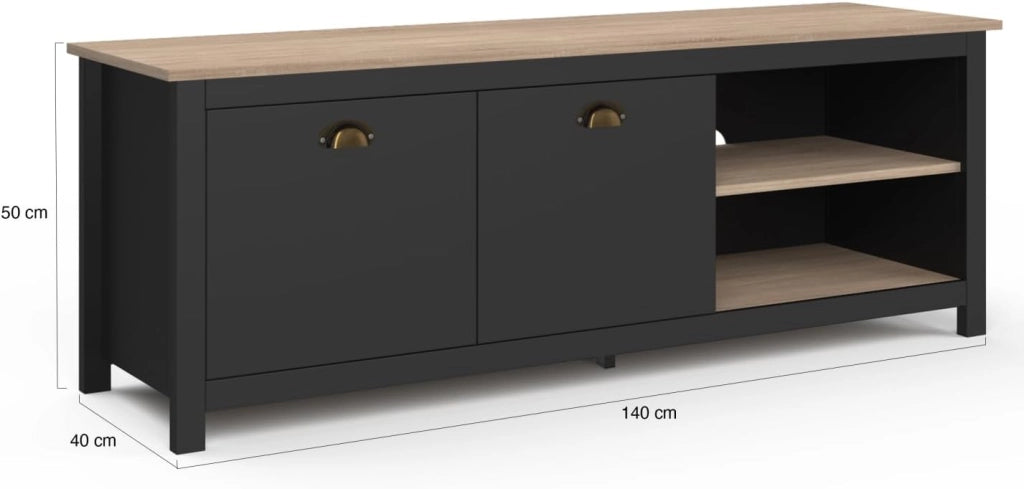 Mueble TV ISIS 140 cm madera vintage y negro