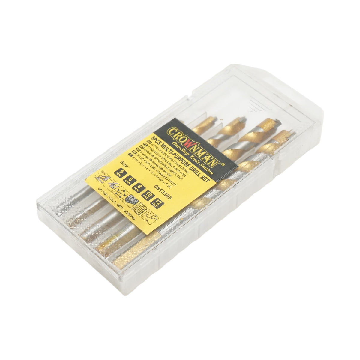 Set di punte multifunzione Crownman da 5 pezzi da 5-12 mm per metallo, alluminio, legno, PVC, piastrelle