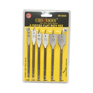 Set di punte piatte Crownman da 6 pezzi da 10-25 mm per legno