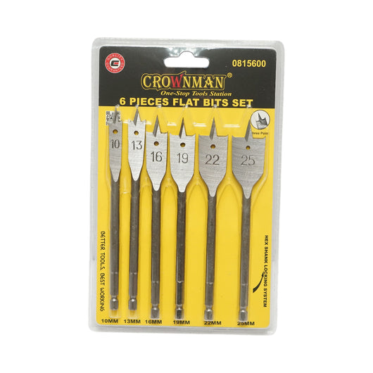 Set di punte piatte Crownman da 6 pezzi da 10-25 mm per legno