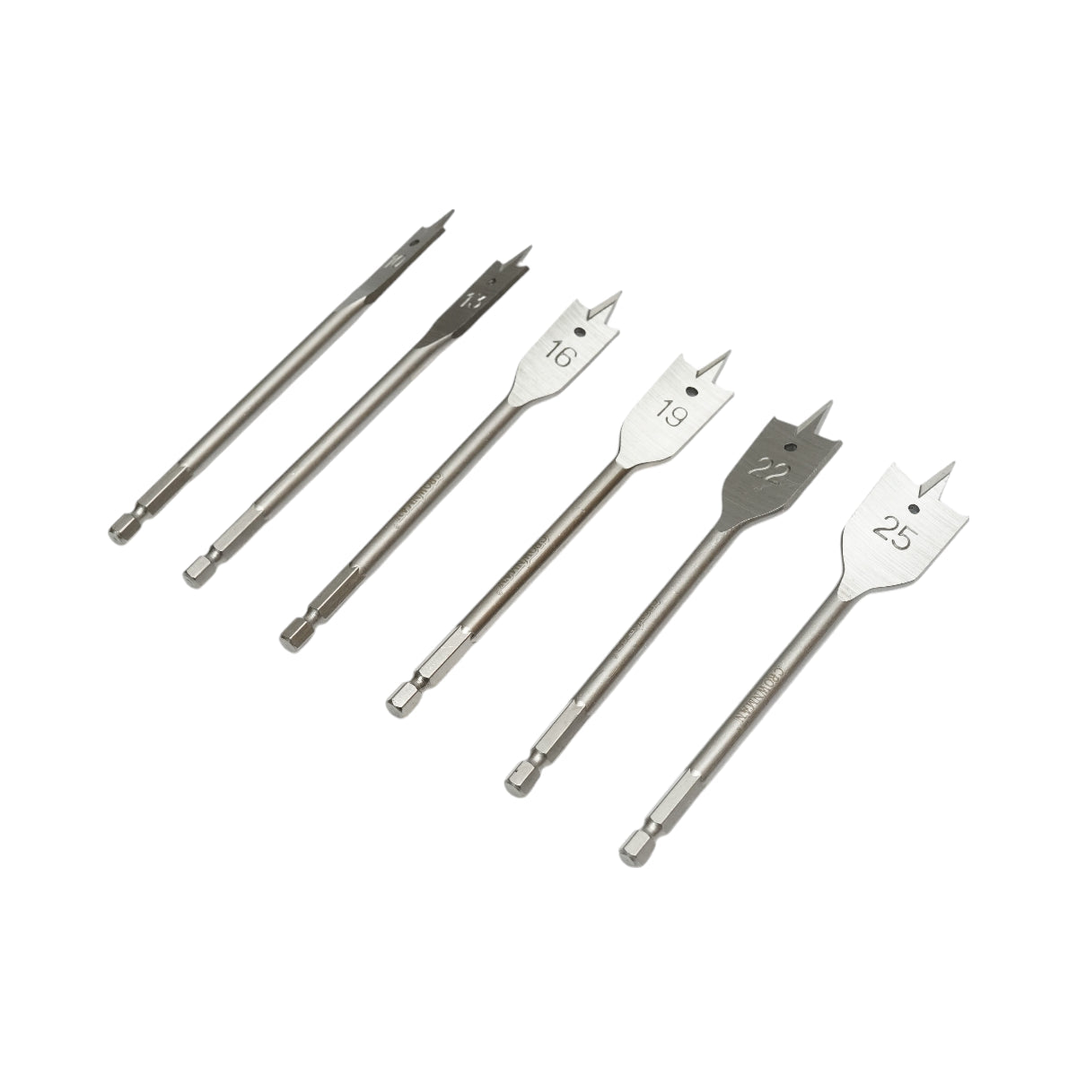 Set di punte piatte Crownman da 6 pezzi da 10-25 mm per legno