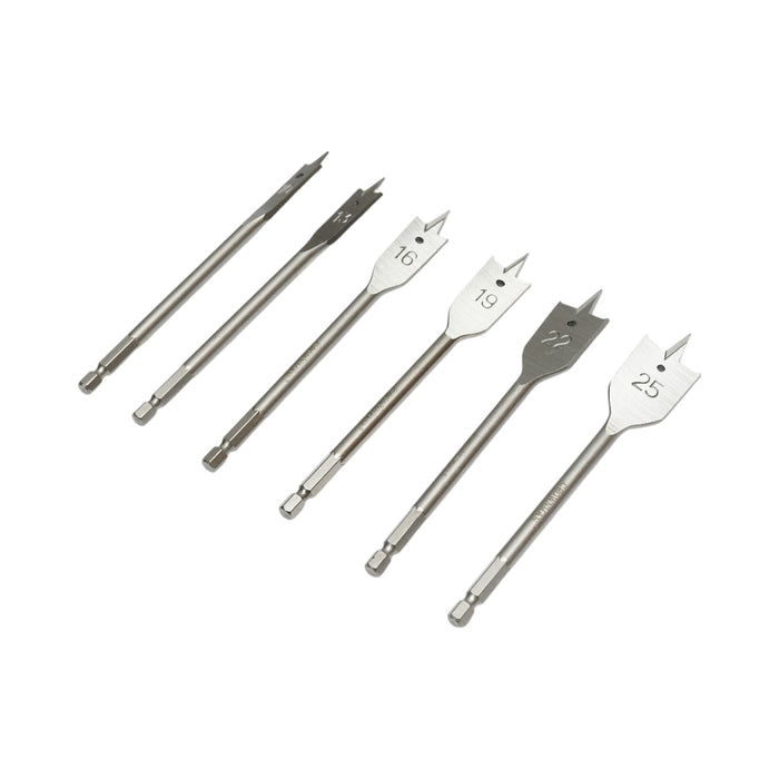 Set di punte piatte Crownman da 6 pezzi da 10-25 mm per legno