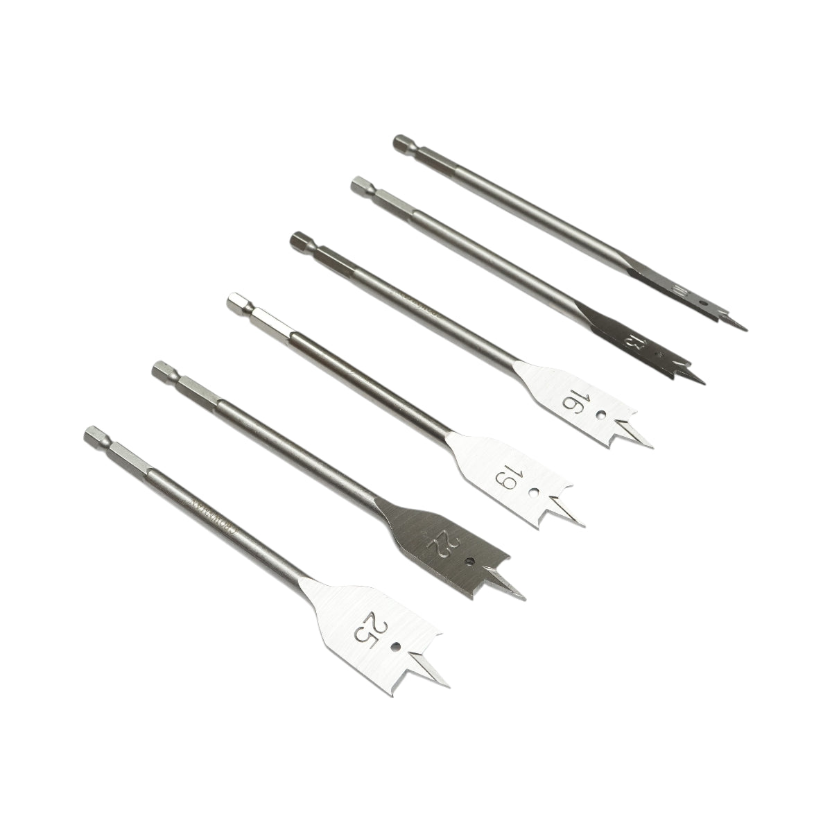 Set di punte piatte Crownman da 6 pezzi da 10-25 mm per legno