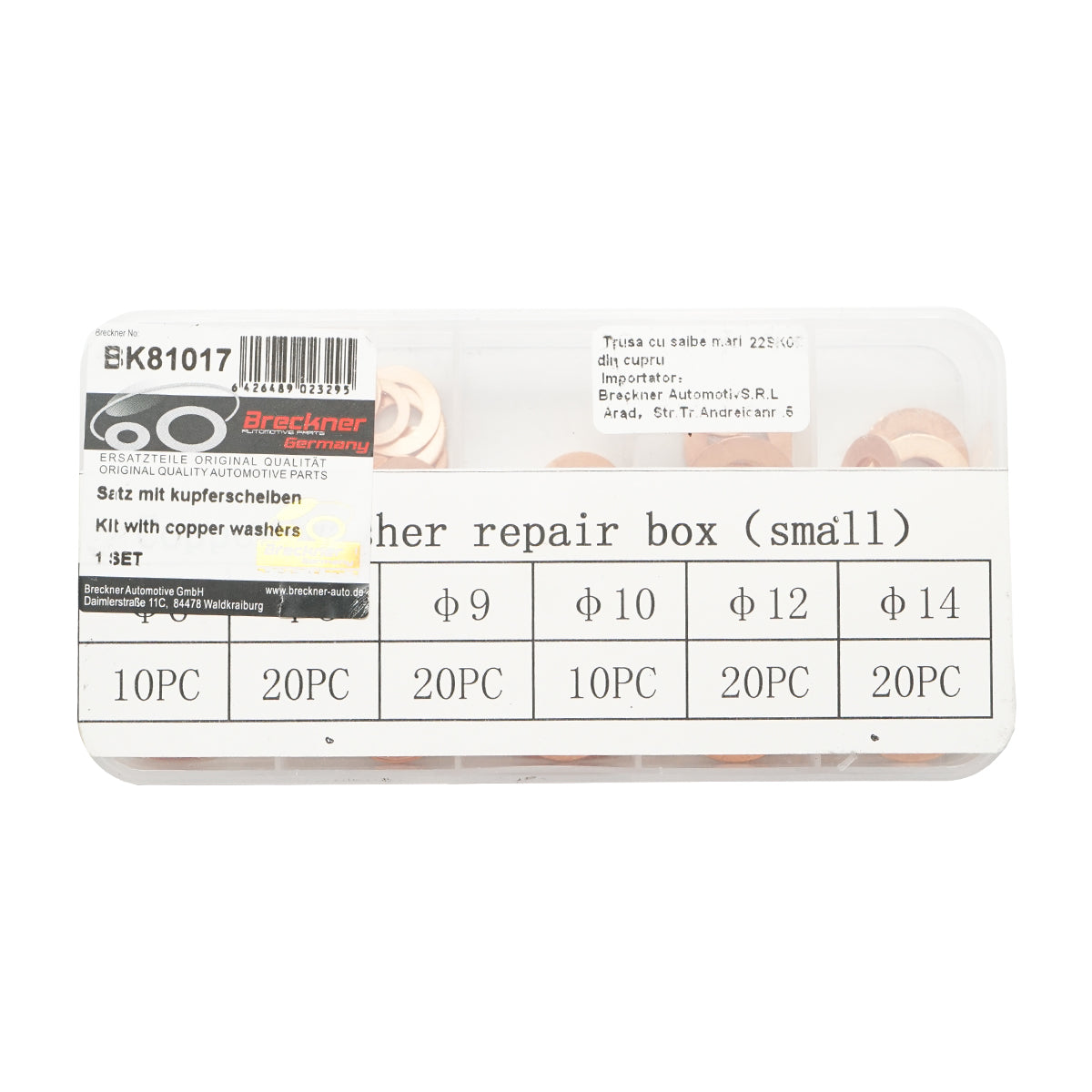 Set di rondelle di rame fi6 - fi14 100 pezzi