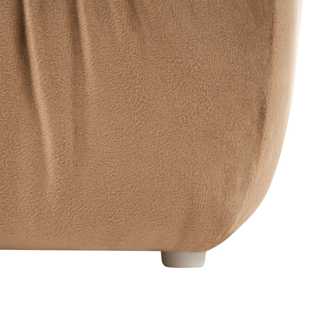 Pouf quadrato in velluto tortora 38 x 38 cm, poggiapiedi decorativo con rivestimento setoso, in stile boho, per soggiorno e camera da letto