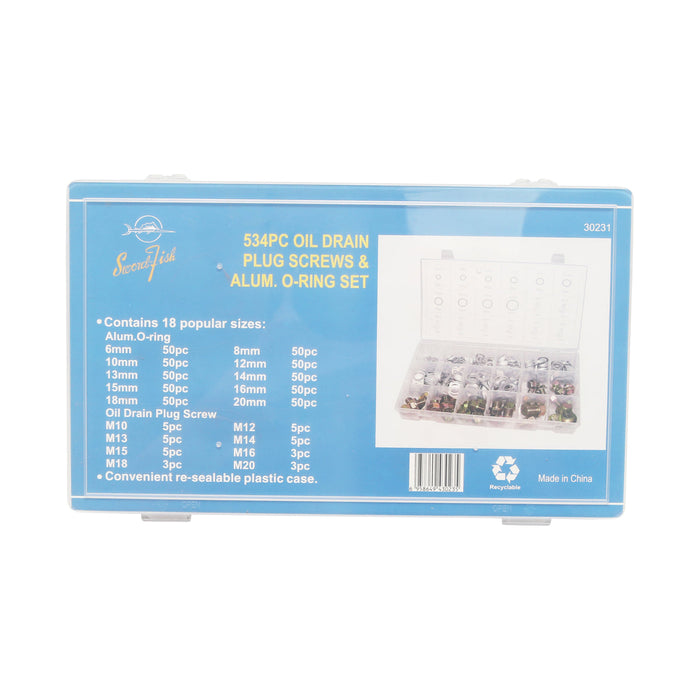 Set di tappi per coppa dell'olio e rondelle in alluminio, 534 pezzi