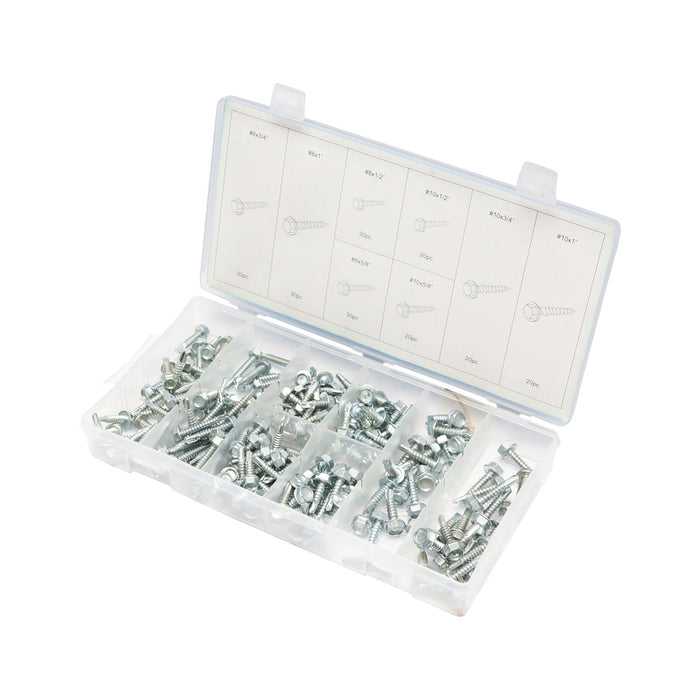 Set di viti autoforanti per lamiera con testa esagonale, 200 pezzi