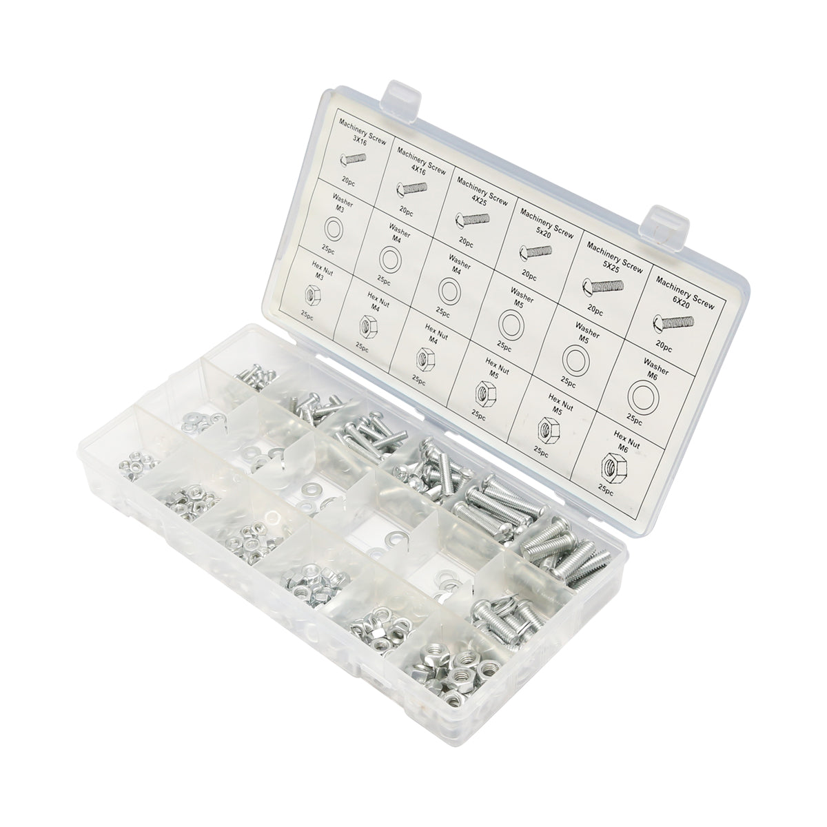 Set di viti metriche a croce, dadi e rondelle piatte, 420 pezzi.