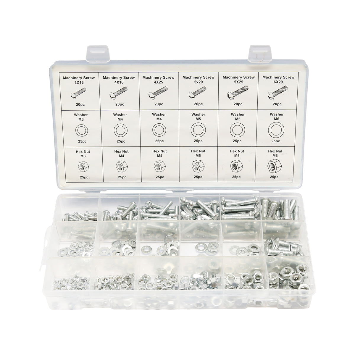 Set di viti metriche a croce, dadi e rondelle piatte, 420 pezzi.