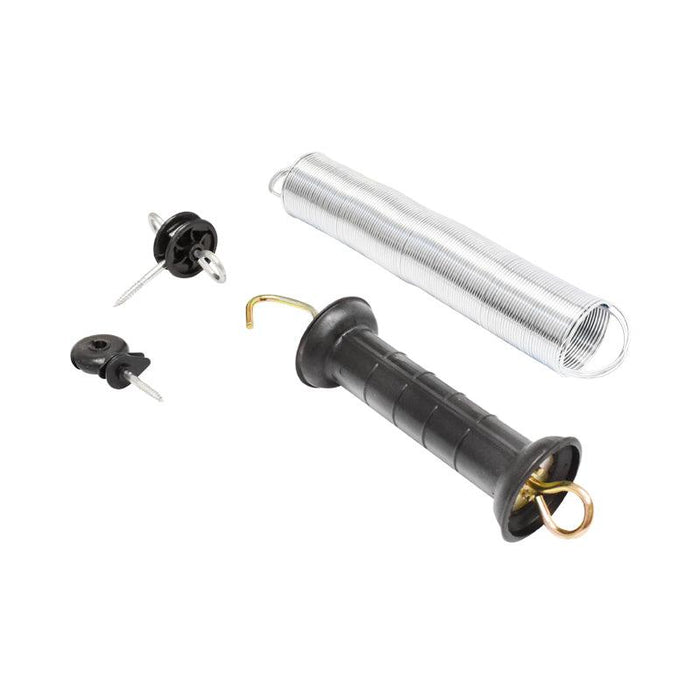 Set Maniglia per recinto elettrico Molla di Tensione estendibile e 2 Isolatori recinzioni elettriche Mezofarm