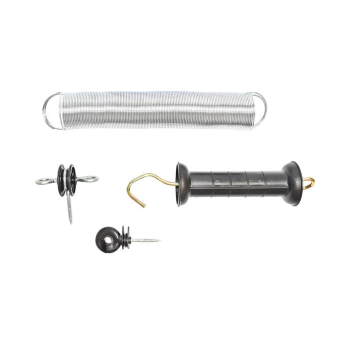 Set Maniglia per recinto elettrico Molla di Tensione estendibile e 2 Isolatori recinzioni elettriche Mezofarm