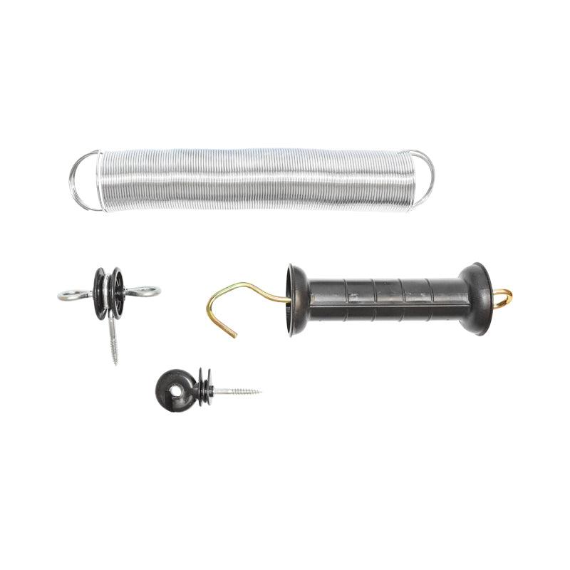 Set Maniglia per recinto elettrico Molla di Tensione estendibile e 2 Isolatori recinzioni elettriche Mezofarm