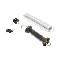 Set Maniglia per recinzioni elettriche Molla di Tensione estendibile 2 isolatori recinto elettrico Breckner Germany
