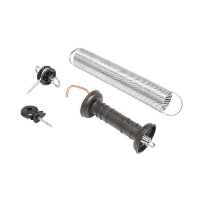 Set Maniglia per recinzioni elettriche Molla di Tensione estendibile e 2 isolatori recinto elettrico Breckner Germany