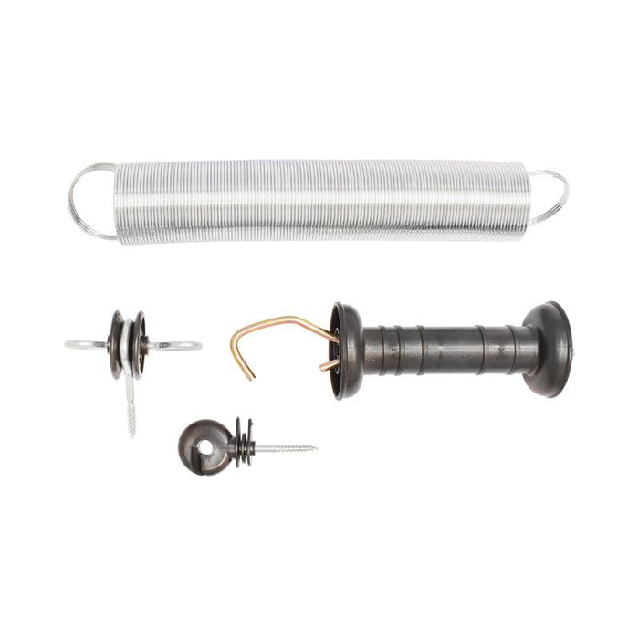 Set Maniglia per recinzioni elettriche Molla di Tensione estendibile e 2 isolatori recinto elettrico Breckner Germany