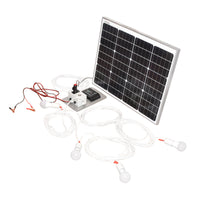 Set pannello solare 50W fotovoltaico monocristallino 670x540x30mm 12-24V presa accendisigari con 4 lampadine 9W